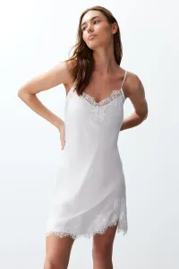 Trendyol Bridal White Lace Detailed Satin Woven Nightgown