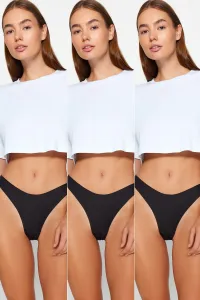 Trendyol 3-Pack Black Polyamide Laser Cut Invisible Brazilian Panties #7647669