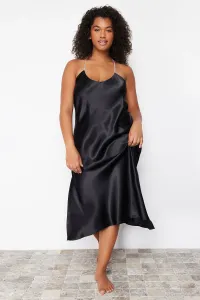 Trendyol Curve Black Strap Satin Woven Nightgown