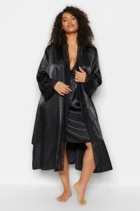 Trendyol Curve Black Plain Satin Dressing Gown #5680998