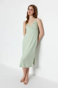 Trendyol Mint Lace and Slit Detailed Knitted Nightgown #5560632
