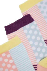 Trendyol Pink-Multicolored Striped 3-Pack Knitted Crewneck Socks