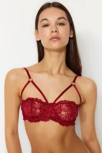 Trendyol Red Lace Piped Rope Strap Underwire Non-Covered Balconette Knitted Bra