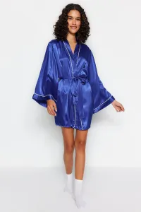Trendyol Sax Piping Detailed Wide Sleeve Satin Woven Dressing Gown
