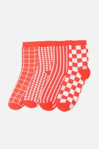 Trendyol Orange Printed 4-Pack Knitted Crewneck Socks