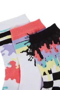 Trendyol White Mixed Pattern 3 Pack Socks