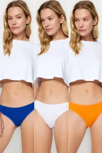 Trendyol White-Orange-Navy Blue 3-Pack Classic Cotton Panties