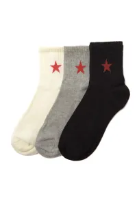 Trendyol White Star Printed 3-Pack Knitted Socks