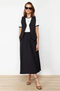 Trendyol čierna plisovaná tkaná sukňa