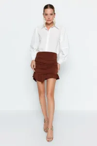 Trendyol Brown Fitted Knitted Draped Skirt