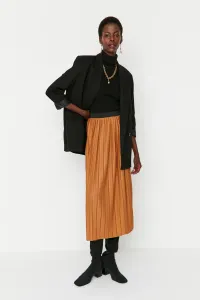 Trendyol Camel Pleated High Waist Woven Skirt