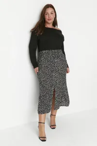 Trendyol Curve Black and White Patterned Slit Viscose Woven Skirt #783205