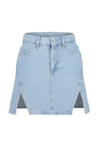 Trendyol Limited Edition Light Blue Slit Mini Denim Skirt