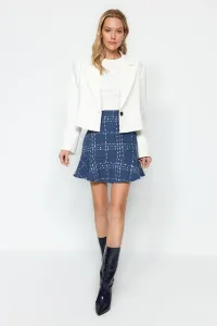 Trendyol Navy Blue Flounce Tweed Fabric Mini Woven Skirt #8290487