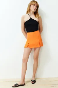 Trendyol Orange Double Slit Super Mini Woven Shorts Skirt