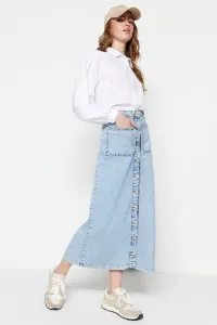 Trendyol Light Blue Double Pocket High Waist Denim Jeans Skirt #6131238