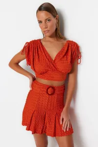 Trendyol Tile Belt Mini Knitted Skirt With Ruffles #6143663