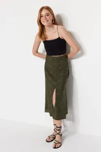 Trendyol Khaki Skirt with Viscose Fabric and Animal Print