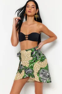 Trendyol Tropical Patterned Mini Woven Tie Skirt