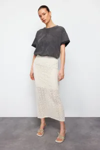 Trendyol Stone Midi Lined Openwork/Perforated Knitwear Skirt #9526434