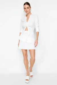 Trendyol White Textured Skirt Frilly Mini Flexible Skirt #9518822