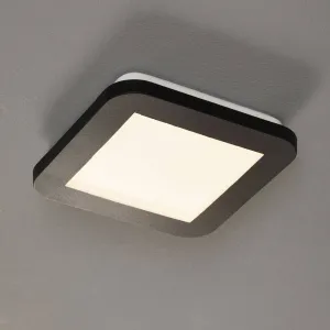 Stropné svietidlo hranaté čierne 17 cm vrátane LED 3 stupne stmievateľné IP44 - šnúrka
