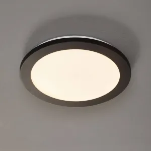 Stropné svietidlo okrúhle čierne 26 cm vrátane LED 3 stupne stmievateľné IP44 - svetelné