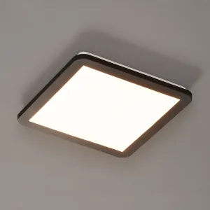Stropné svietidlo hranaté čierne 30 cm vrátane LED 3 stupne stmievateľné IP44 - svetelné