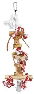 Trixie Toy with rope and leather ribbon, wood, coloured, 35 cm