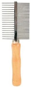 Trixie Comb, double-sided medium/coarse, wood/metal prongs, 17 cm