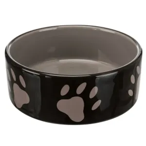 Keramická miska pre psa s béžovými labkami hnedá 0,8l 16cm TR