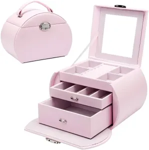 Troli Ružová luxusná šperkovnica kufrík