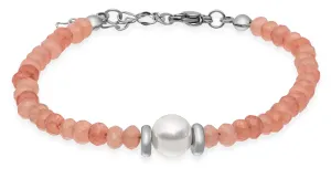 Troli Nežný ružový korálkový náramok s perlou VESB0712S-A