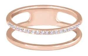 Troli Dvojitý minimalistický prsteň z ocele Rose Gold 50 mm