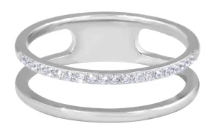 Troli Dvojitý minimalistický prsteň z ocele Silver 55 mm