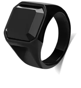 Troli Masívny prsteň s čiernym kryštálom 60 mm