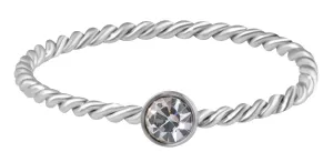 Troli Nežný kroucený prsteň z ocele s čírym zirkónom Silver 52 mm