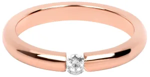 Troli Nežný ružovo pozlátený oceľový prsteň s kryštálom 55 mm