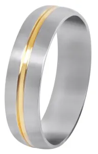 Troli Oceľový prsteň so zlatým prúžkom 57 mm