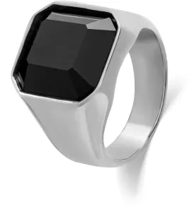 Troli Masívny prsteň z ocele s čiernym kryštálom 68 mm