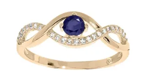 Troli Pôvabný pozlátený prsteň s modrým zirkónom PO/SR00716N 50 mm