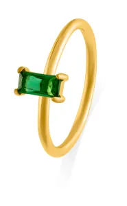 Troli Pôvabný pozlátený prsteň so zeleným zirkónom 51 mm