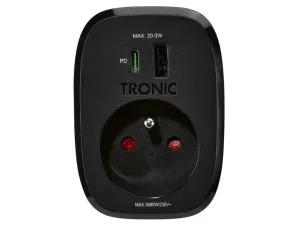 TRONIC® Zásuvkový adaptér USB A + C (čierna) #8074659