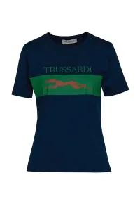 Tričko Trussardi T-Shirt Logo Cotton Jersey 30/1 Modrá S #3769726