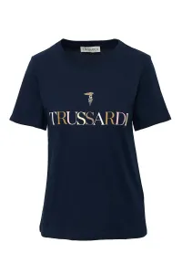 Tričko Trussardi T-Shirt Printed Logo Cotton Jersey 30/1 Modrá Xs #3769707