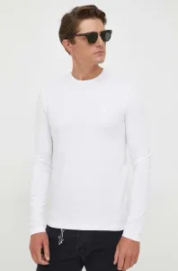 Tričko s dlhým rukávom Trussardi pánske, béžová farba, jednofarebné