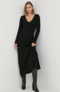 Vlnené šaty Trussardi čierna farba, maxi, áčkový strih