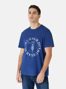 Tričko Trussardi T-Shirt Logo Cotton Jersey 30/1 Modrá L #3769350