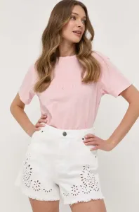 Bavlnené tričko Twinset ružová farba