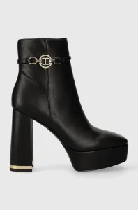 Členkové topánky Twinset dámske, čierna farba, na podpätku, 232TCP134 #9081536